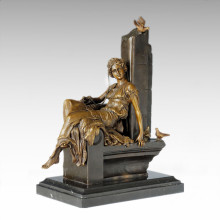 Classical Figure Statue Bird Lady Bronze Sculpture TPE-1012